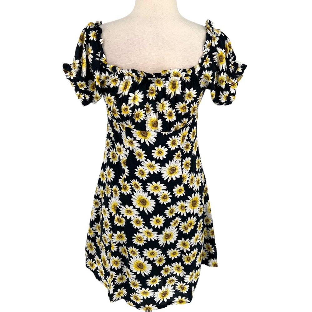 Seven Wonders Daisy Puff Sleeve Off-Shoulder Mini Dress Black White Small NWT - Picture 9 of 12